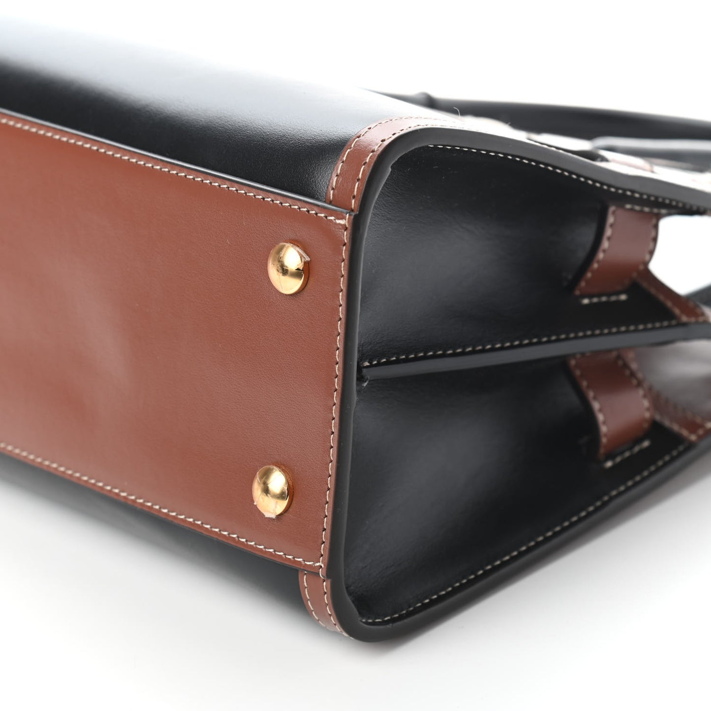 Calfskin Vintage Check Mini Two Handle Title Bag Black