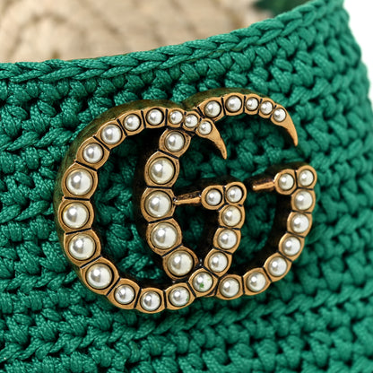 Gucci Cotton Malaga Kid Crochet Pearly GG Lilibeth Espadrille Platform Sandals 39.5 Emerald 11 of 13