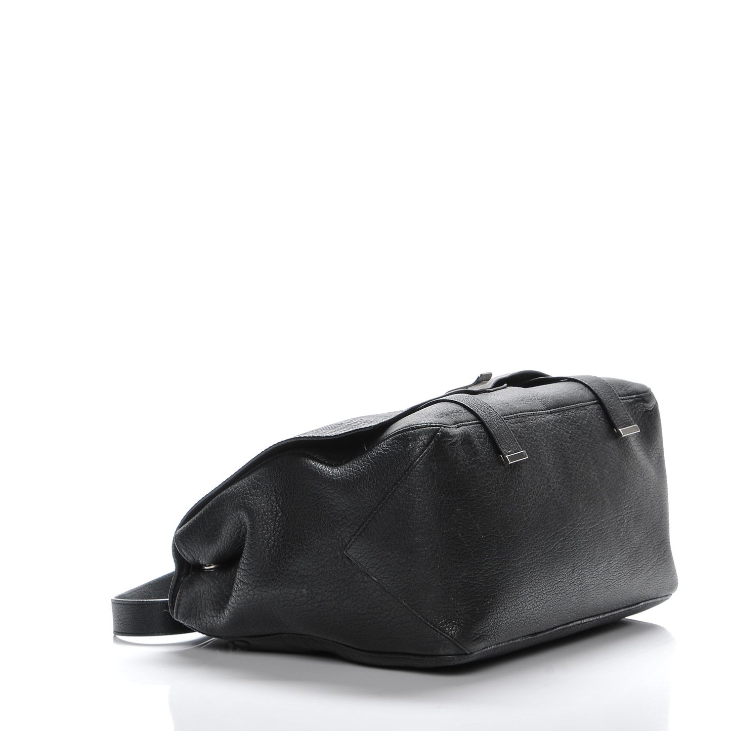 Calfskin Lizard Embossed Large Courier Bag Black