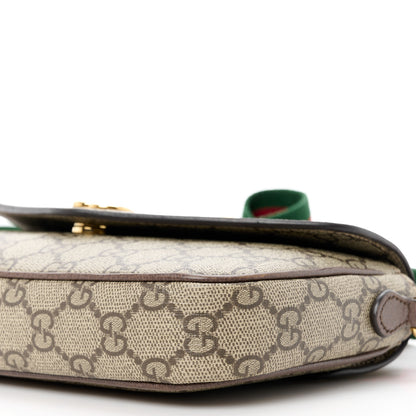 Gucci GG Supreme Monogram Textured Dollar Calfskin Web Mini Ophidia Envelope Shoulder Bag Beige Ebony 10 of 11