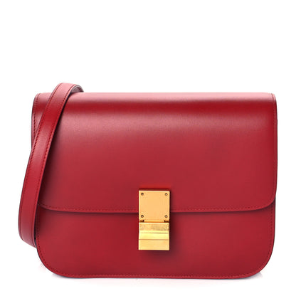 Celine Smooth Calfskin Medium Classic Box Flap Bag Red 1 of 10