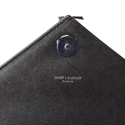 Saint Laurent Sheepskin Matelasse Chevron Monogram Large College Satchel Black 10 of 14