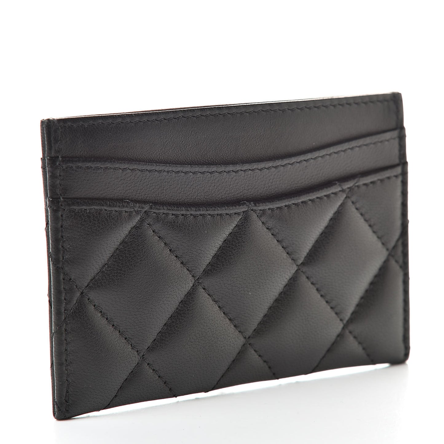 Lambskin Quilted Card Holder Black