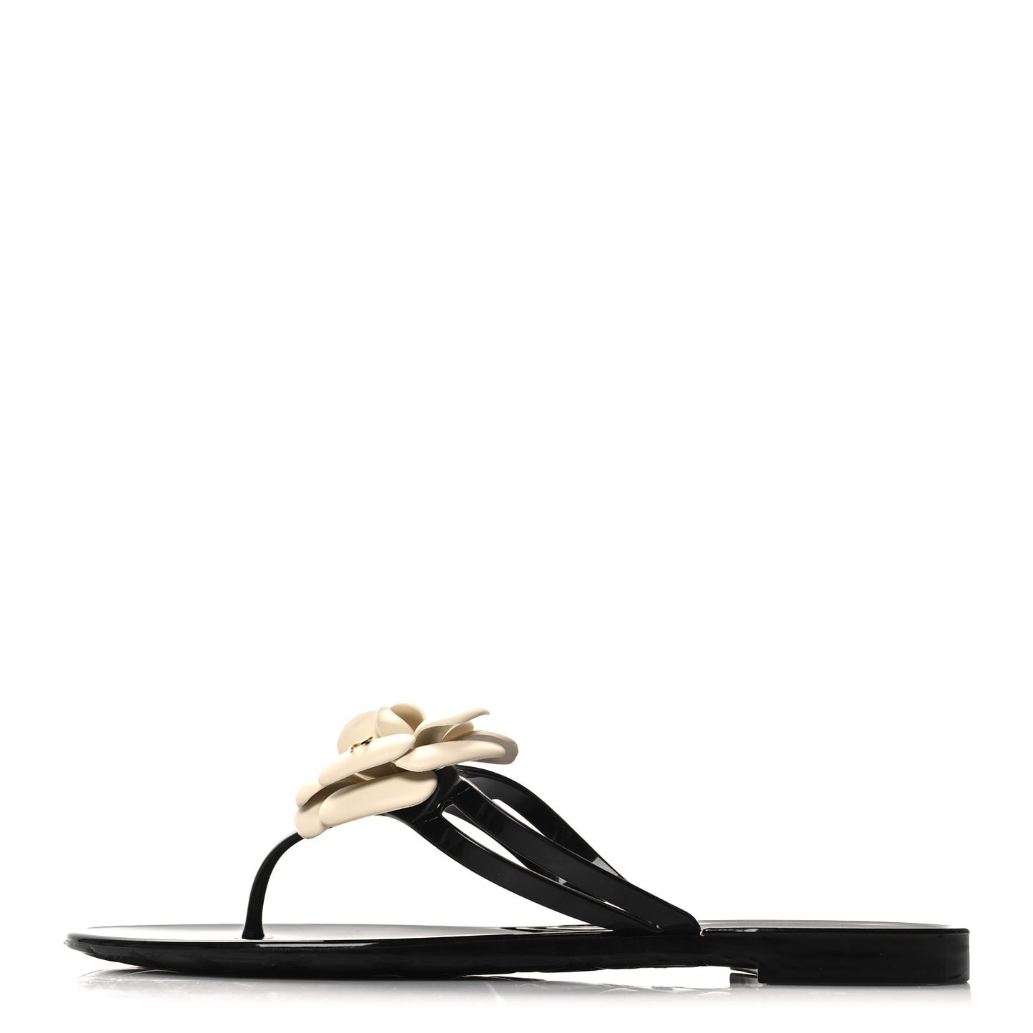 Jelly Camellia Thong Sandals 39 Black Ivory