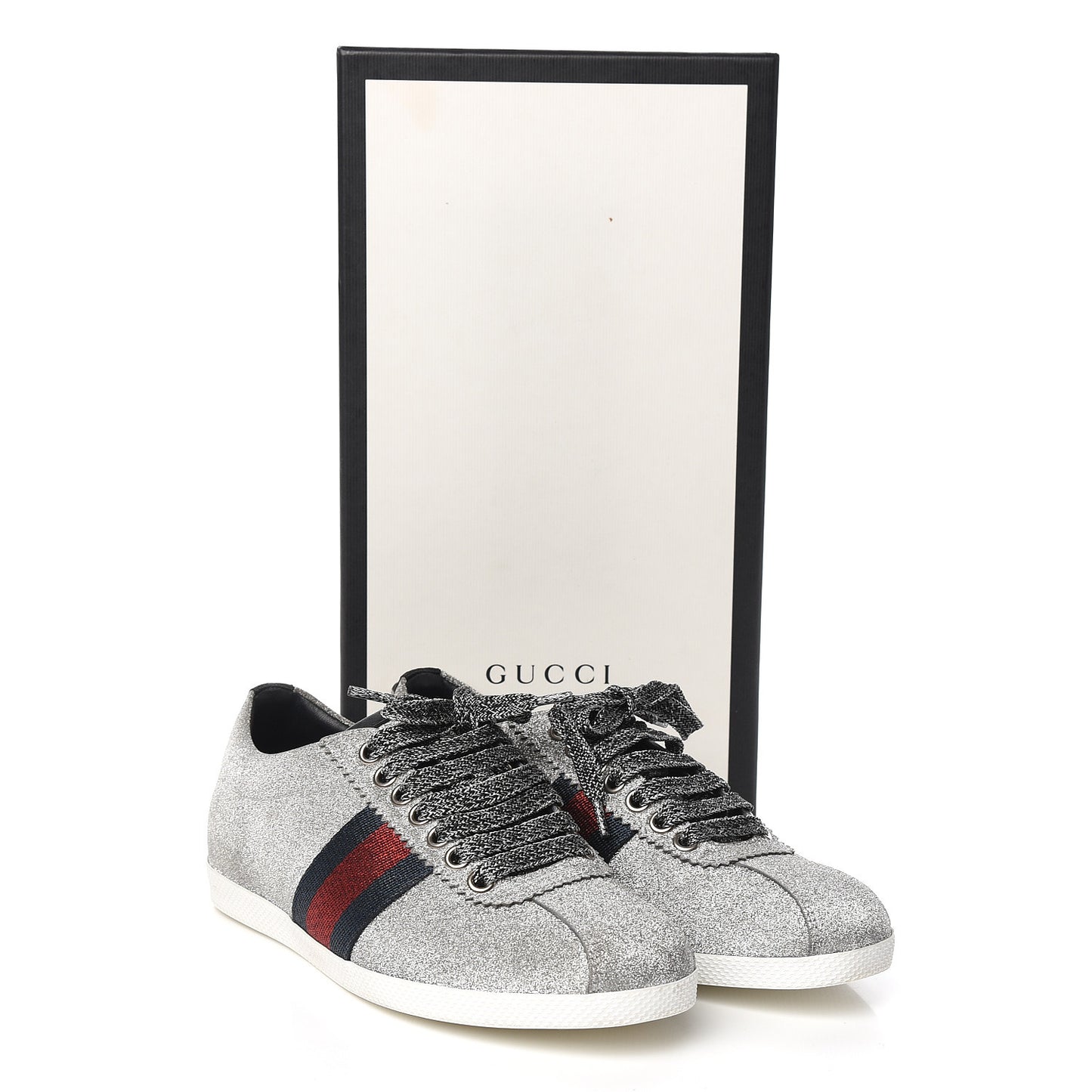 Glitter Fabric Studded Web Sneakers 35.5 Silver