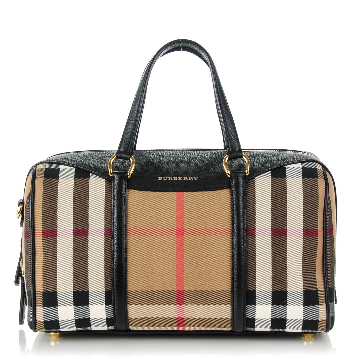 Burberry House Check Medium Alchester Bowling Bag Black 1 of 6
