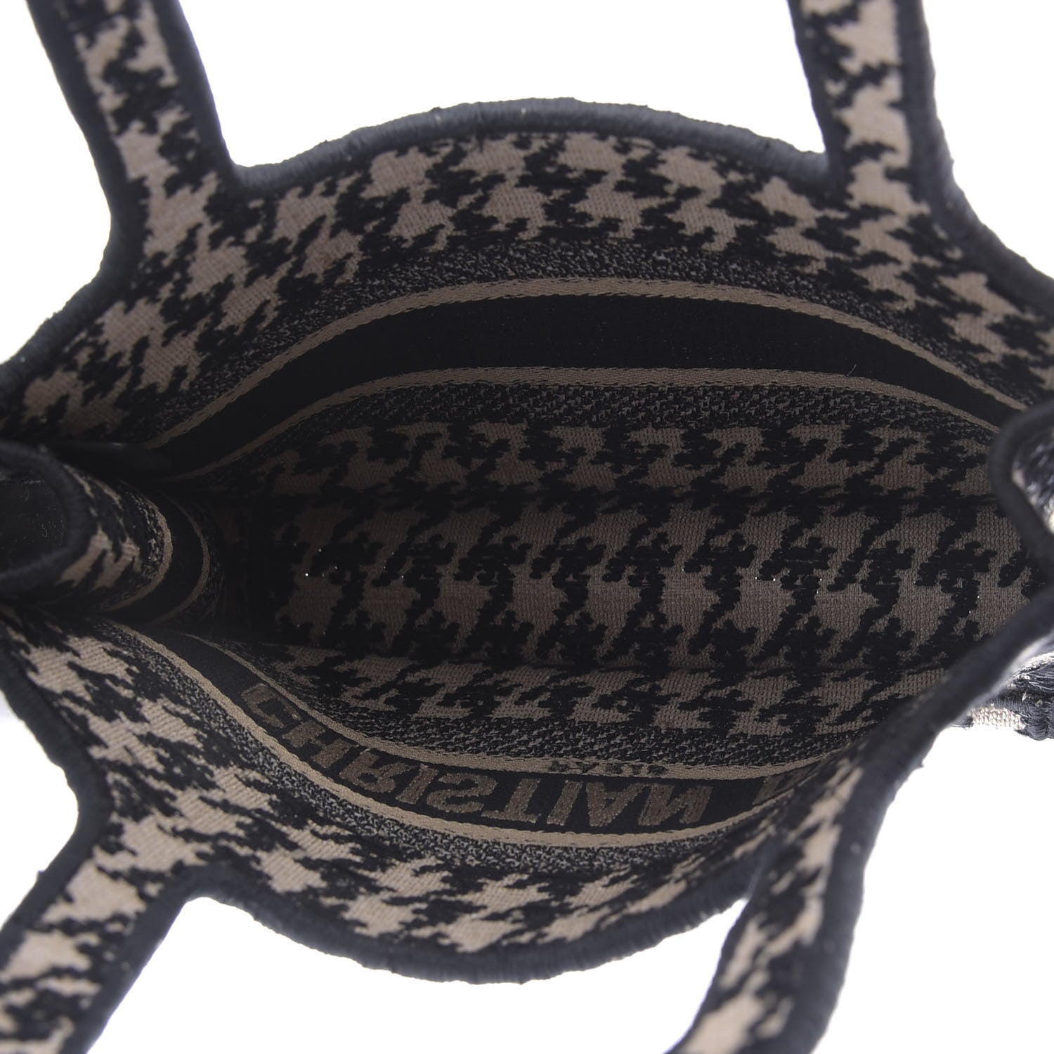 Christian Dior Canvas Houndstooth Embroidered Mini Book Tote Black 5 of 7