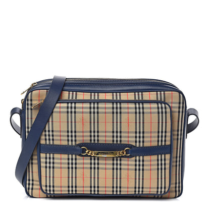 Burberry Smooth Calfskin 1983 Knight Check Link Large Camera Bag Ink Blue 1 of 8