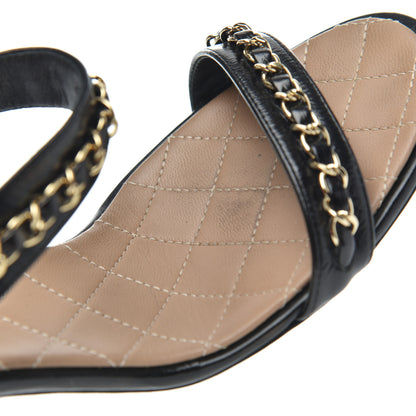 Chanel Crumpled Calfskin Chain Sandals 40 Black 11 of 20