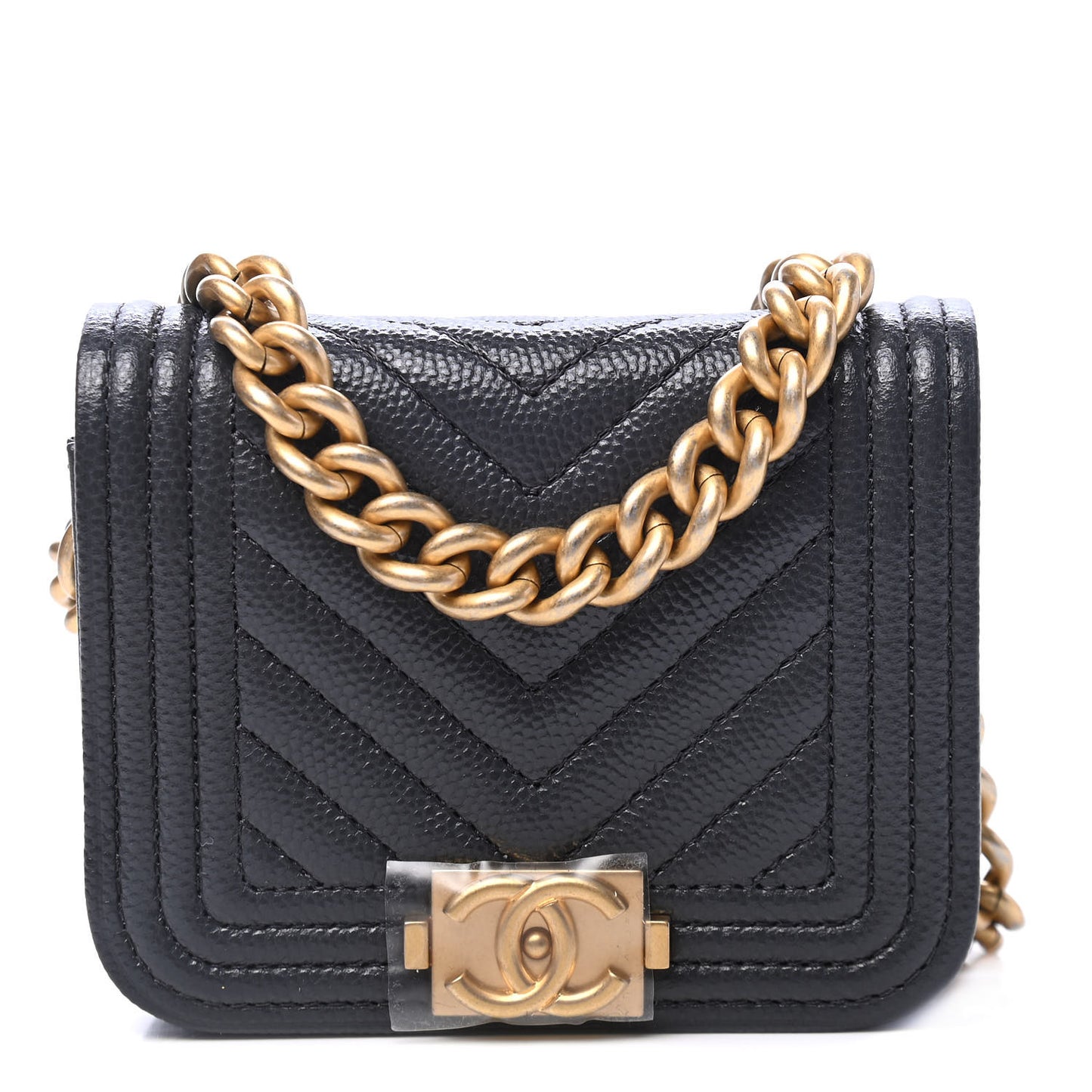 Caviar Chevron Boy Flap Waist Belt Bag Dark Grey