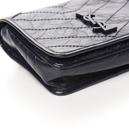 Saint Laurent Crinkled Calfskin Matelasse Monogram Niki Chain Wallet Deep Marine 7 of 9