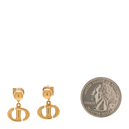 Christian Dior Metal CD Navy Earrings Gold 2 of 4