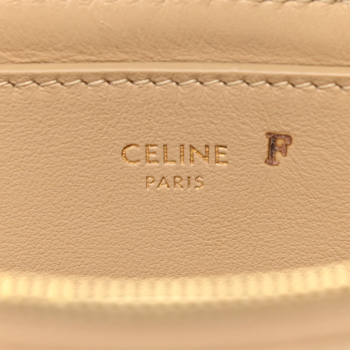 Calfskin Quilted C Charm Pouch Nude