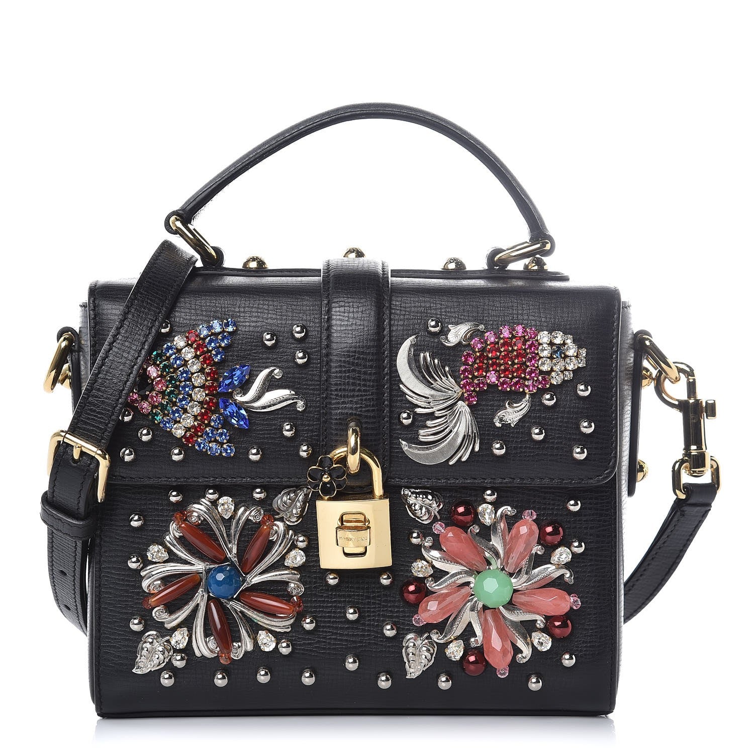 Dolce & Gabbana Dauphine Crystal Embellished Box Bag Black Multicolor 1 of 11
