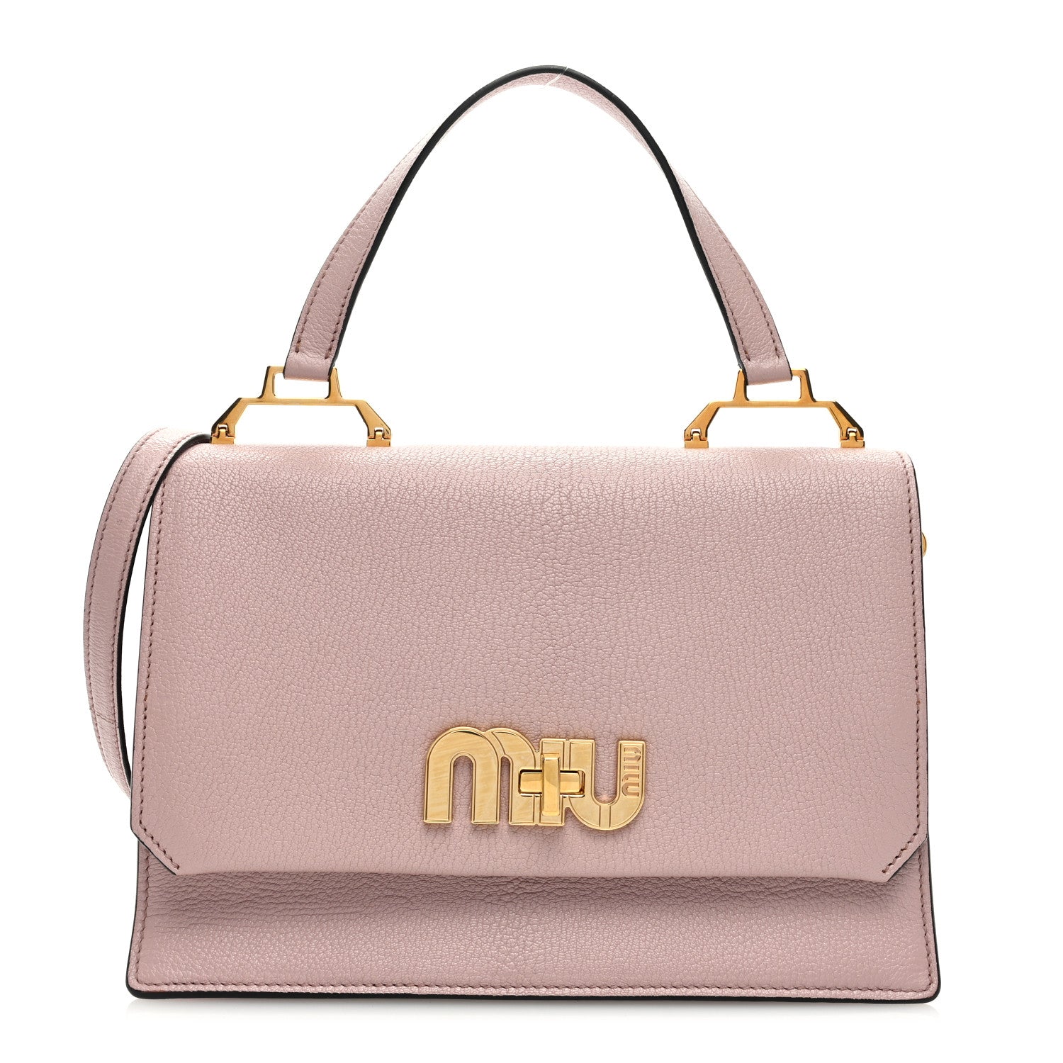 Miu Miu Goatskin Madras Miu Logo Shoulder Bag Rosa Fuoco 1 of 8