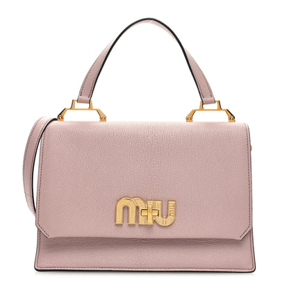 Miu Miu Goatskin Madras Miu Logo Shoulder Bag Rosa Fuoco 1 of 8