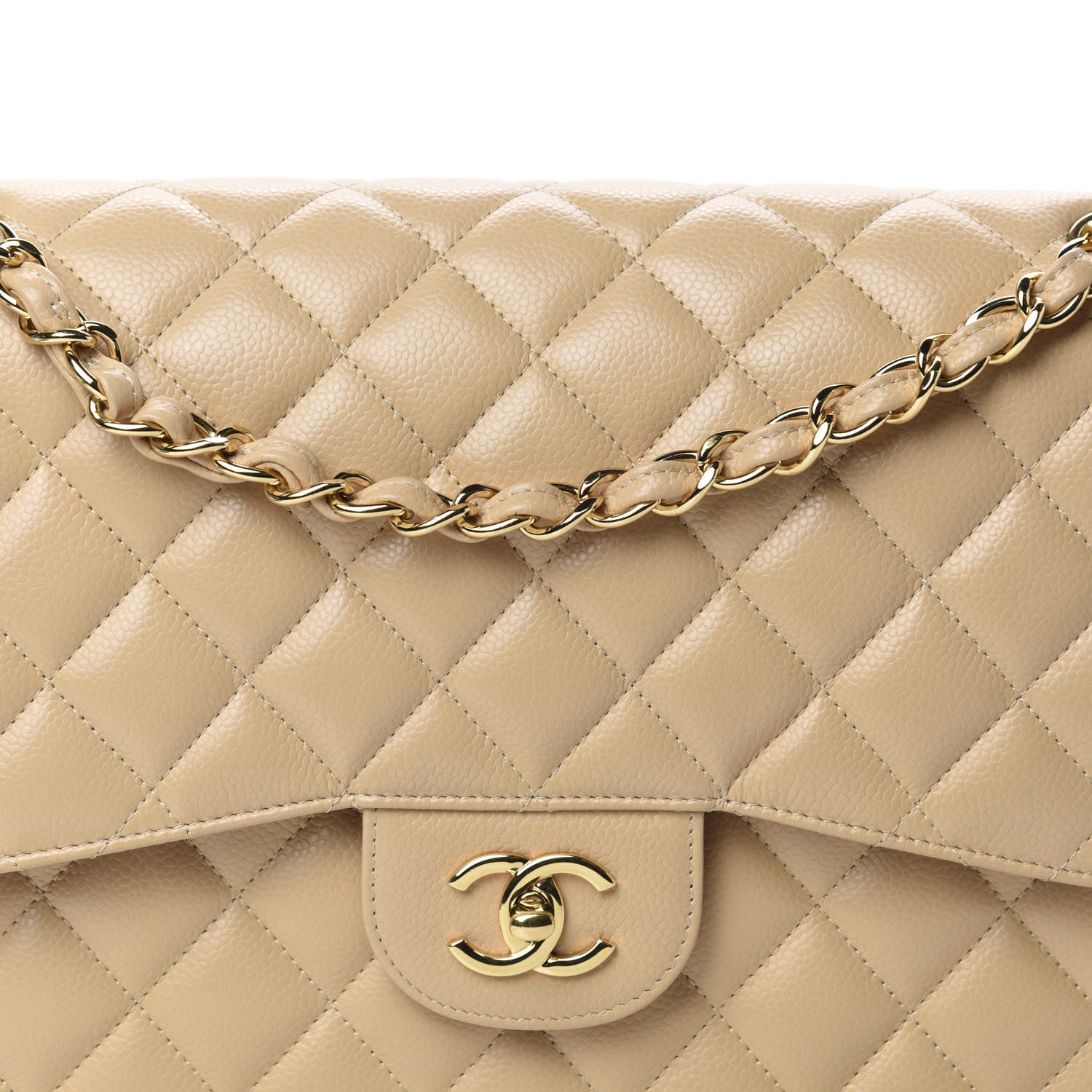 Chanel Caviar Quilted Jumbo Double Flap Beige Clair 10 of 11