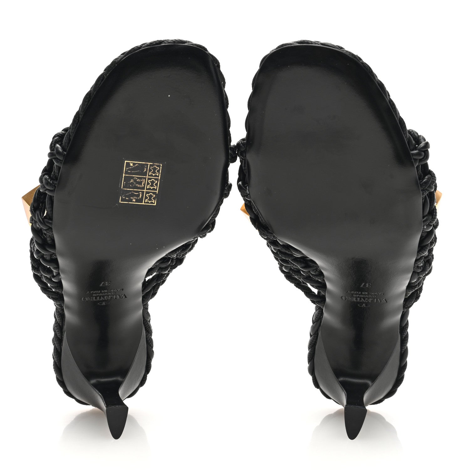 Valentino Garavani Nappa Woven Roman Stud 65mm Mule Sandals 37 Black 5 of 7