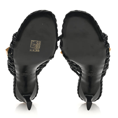 Valentino Garavani Nappa Woven Roman Stud 65mm Mule Sandals 37 Black 5 of 7