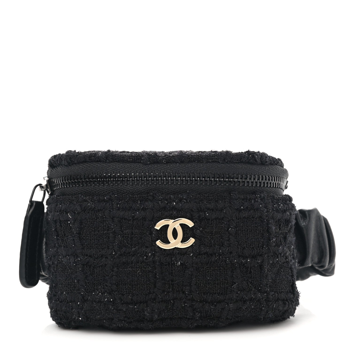 Chanel Tweed Lambskin Quilted Arm Coin Purse Black 1 of 8