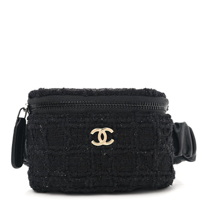 Chanel Tweed Lambskin Quilted Arm Coin Purse Black 1 of 8