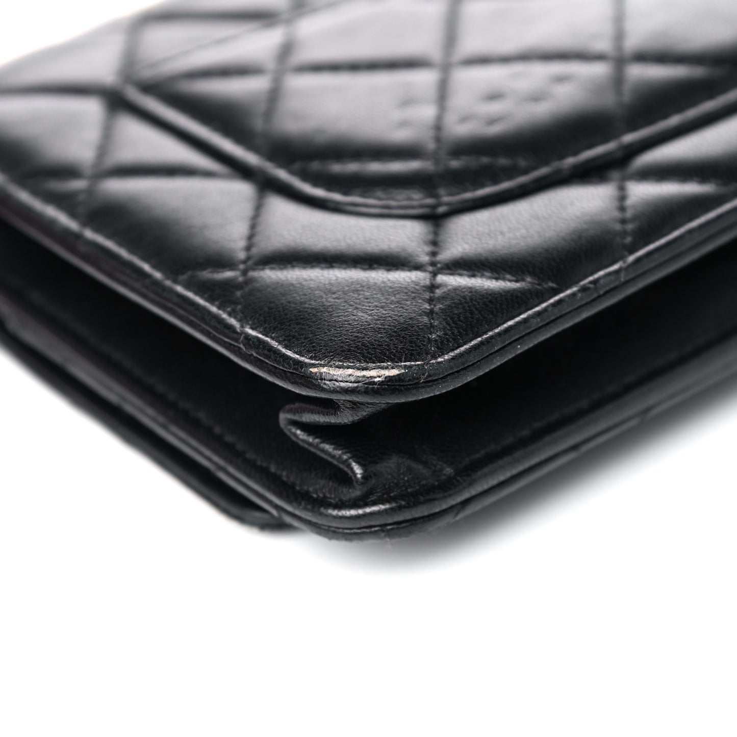 Lambskin Quilted Wallet On Chain WOC Black
