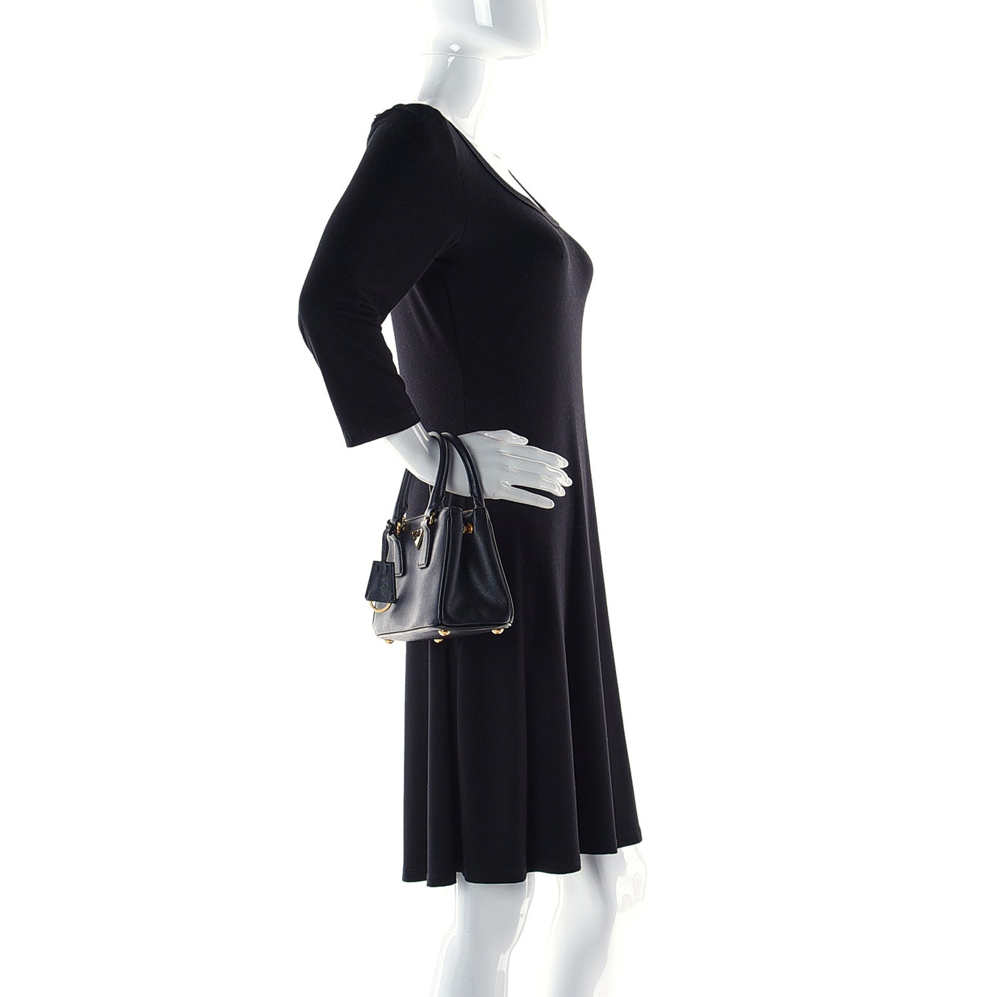 Saffiano Lux Micro Galleria Double Zip Tote Black