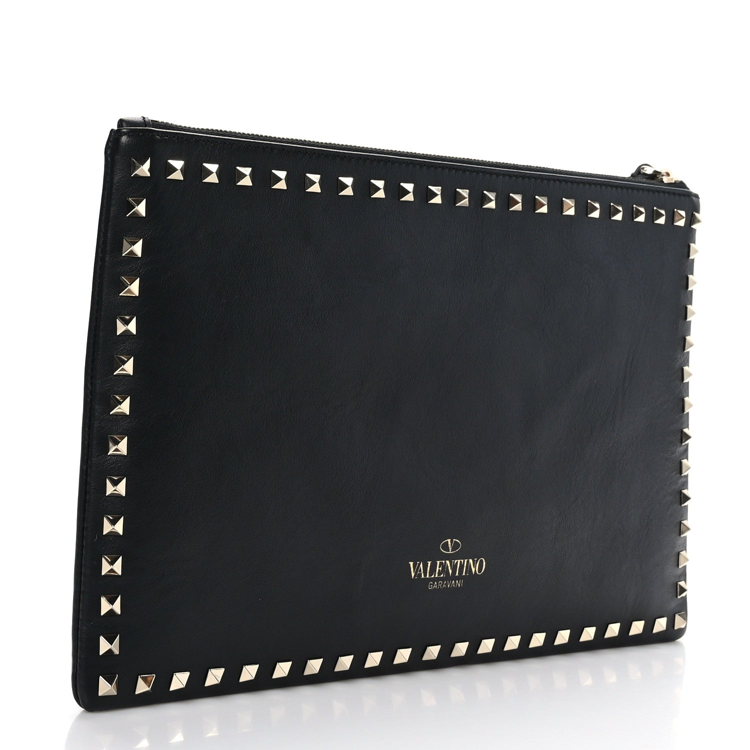 Valentino Garavani Vitello Large Rockstud Zip Wristlet Pouch Black 3 of 6