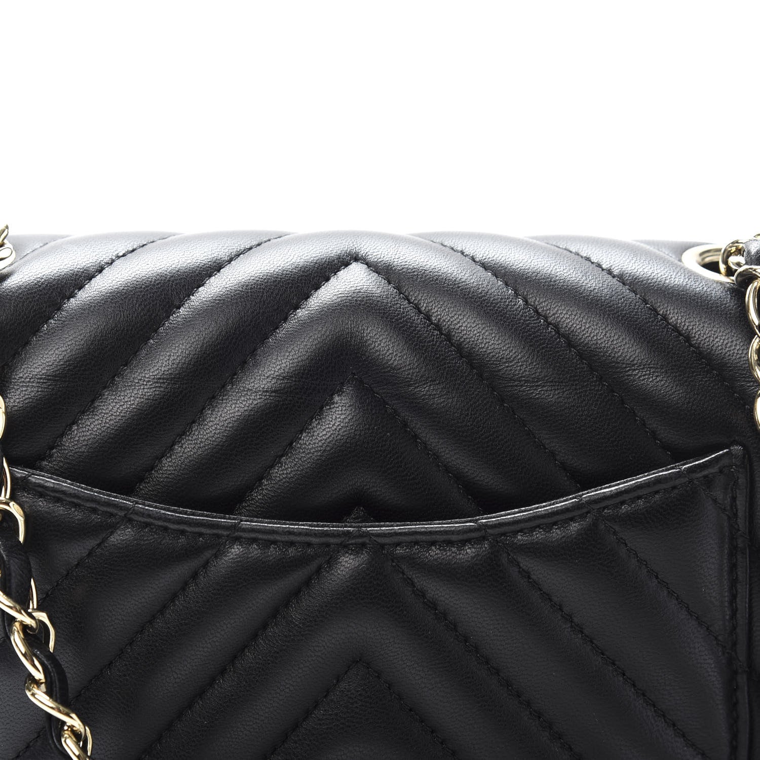 Chanel Lambskin Chevron Quilted Mini Rectangular Flap Black 13 of 14