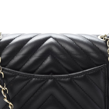 Chanel Lambskin Chevron Quilted Mini Rectangular Flap Black 13 of 14
