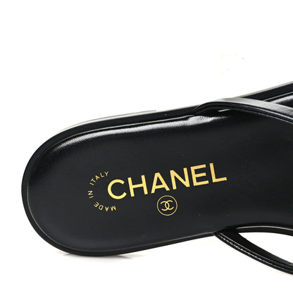 Chanel Goatskin CC Times Square Thong Sandals 39 Black 8 of 10