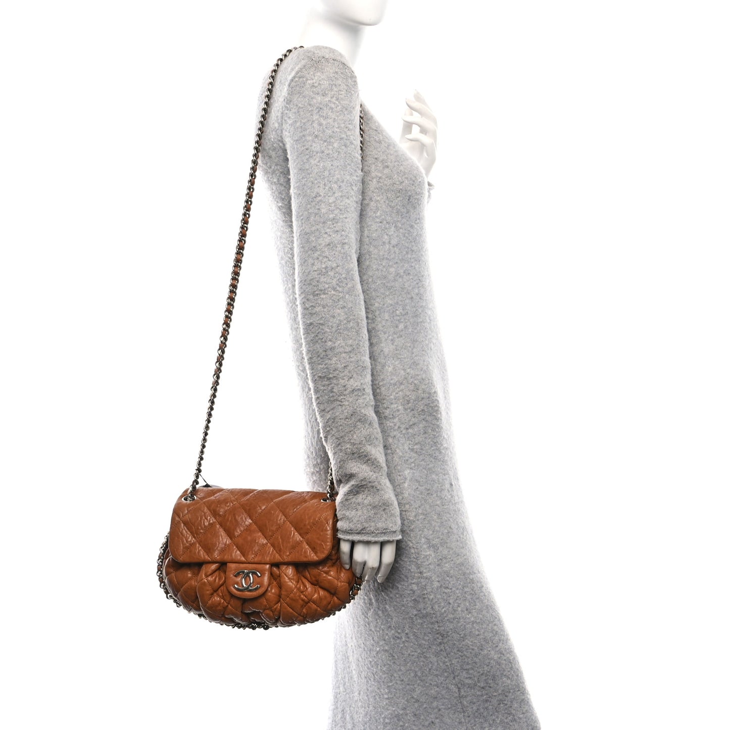 Washed Lambskin Medium Chain Around Messenger Brown