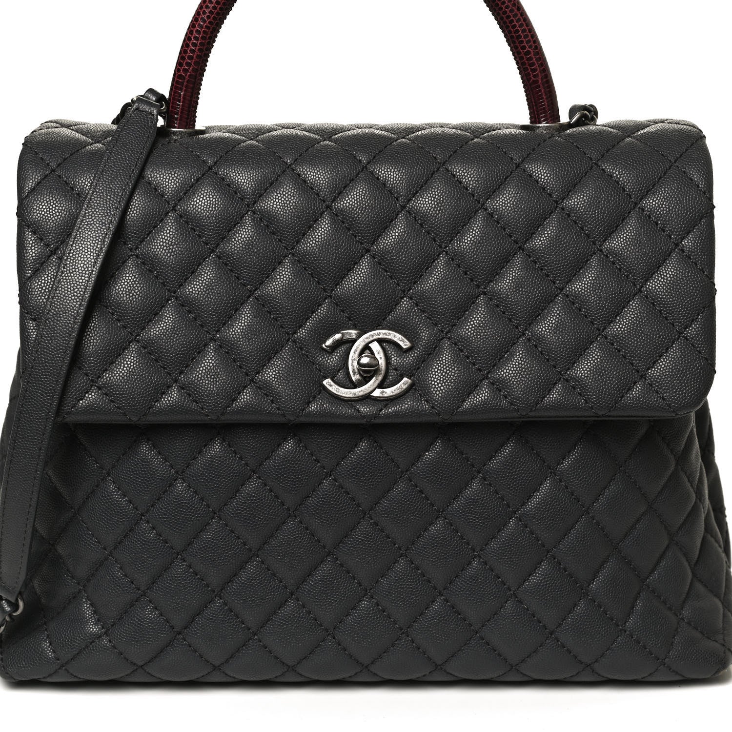 Chanel Caviar Lizard Quilted Large Coco Handle Flap Grey 7 of 10