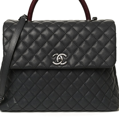 Chanel Caviar Lizard Quilted Large Coco Handle Flap Grey 7 of 10