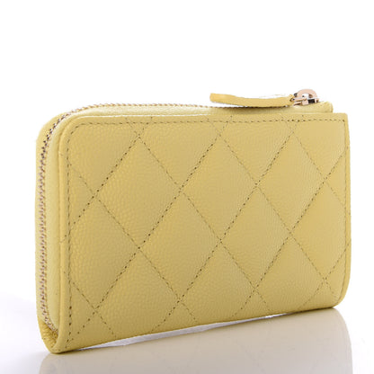 Chanel Caviar Quilted Zipped Key Holder Case Yellow 3 of 8