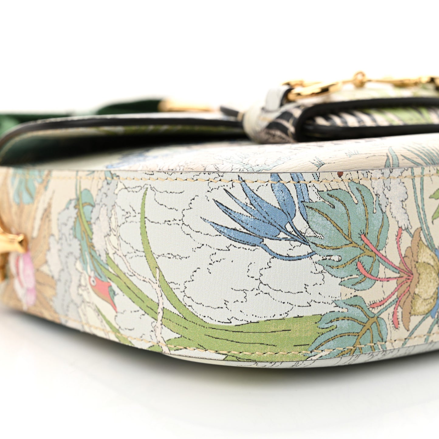 New Shangai Calfskin Tiger Savanah Web Mini Horsebit 1955 Shoulder Bag Chalky White Multicolor