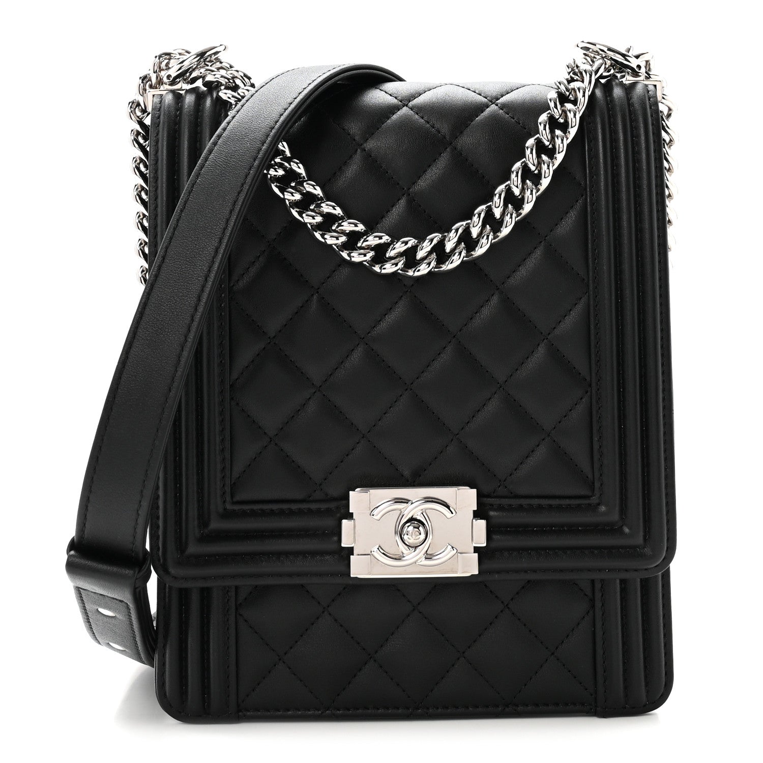 Chanel Calfskin Quilted North South Boy Flap Black 1 of 10