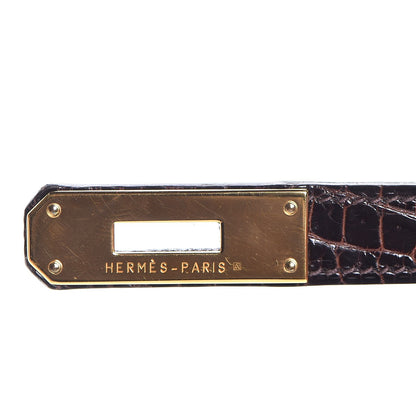 Hermes Shiny Porosus Crocodile Kelly Sellier 35 Havane 22 of 37