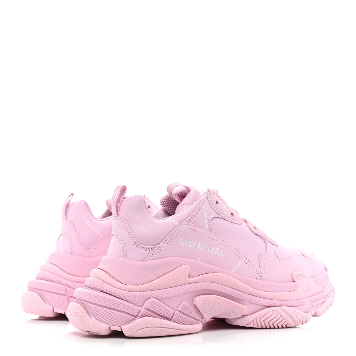 Technical Fabric Mesh Allover Logo Womens Triple S Sneakers 38 Pink White