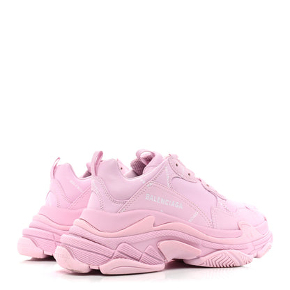 Balenciaga Technical Fabric Mesh Allover Logo Womens Triple S Sneakers 38 Pink White 5 of 9
