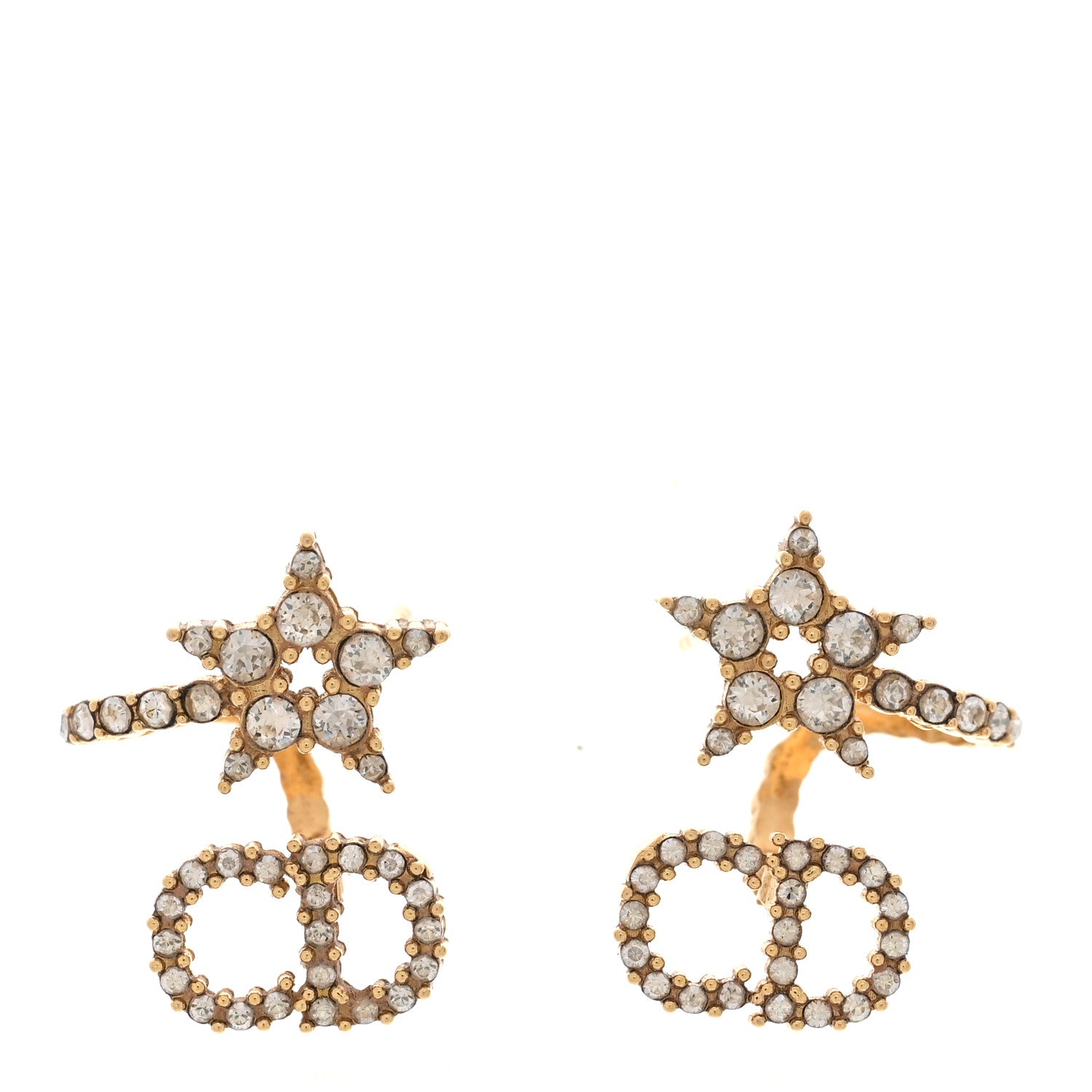 Christian Dior Crystal Clair D Lune Wrap Around Earrings Gold 1 of 4
