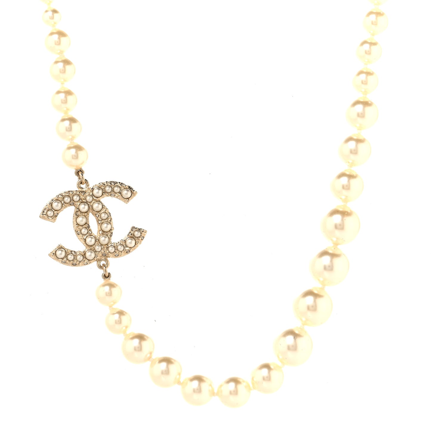 Pearl CC 100th Anniversary Necklace Light Gold