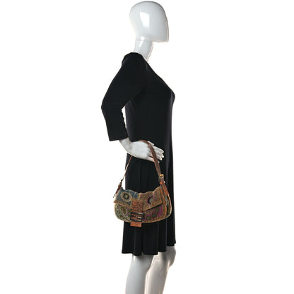 Fendi Wool Embroidered Beaded Lizard Baguette 2 of 12