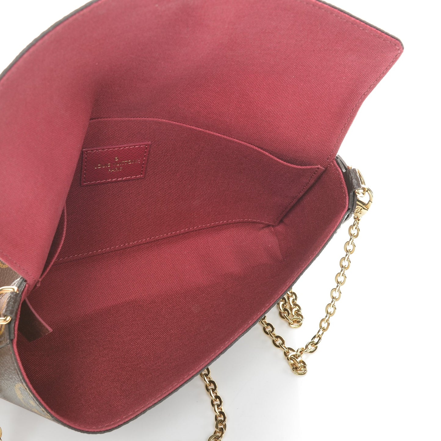 Monogram Pochette Felicie Chain Wallet Fuchsia