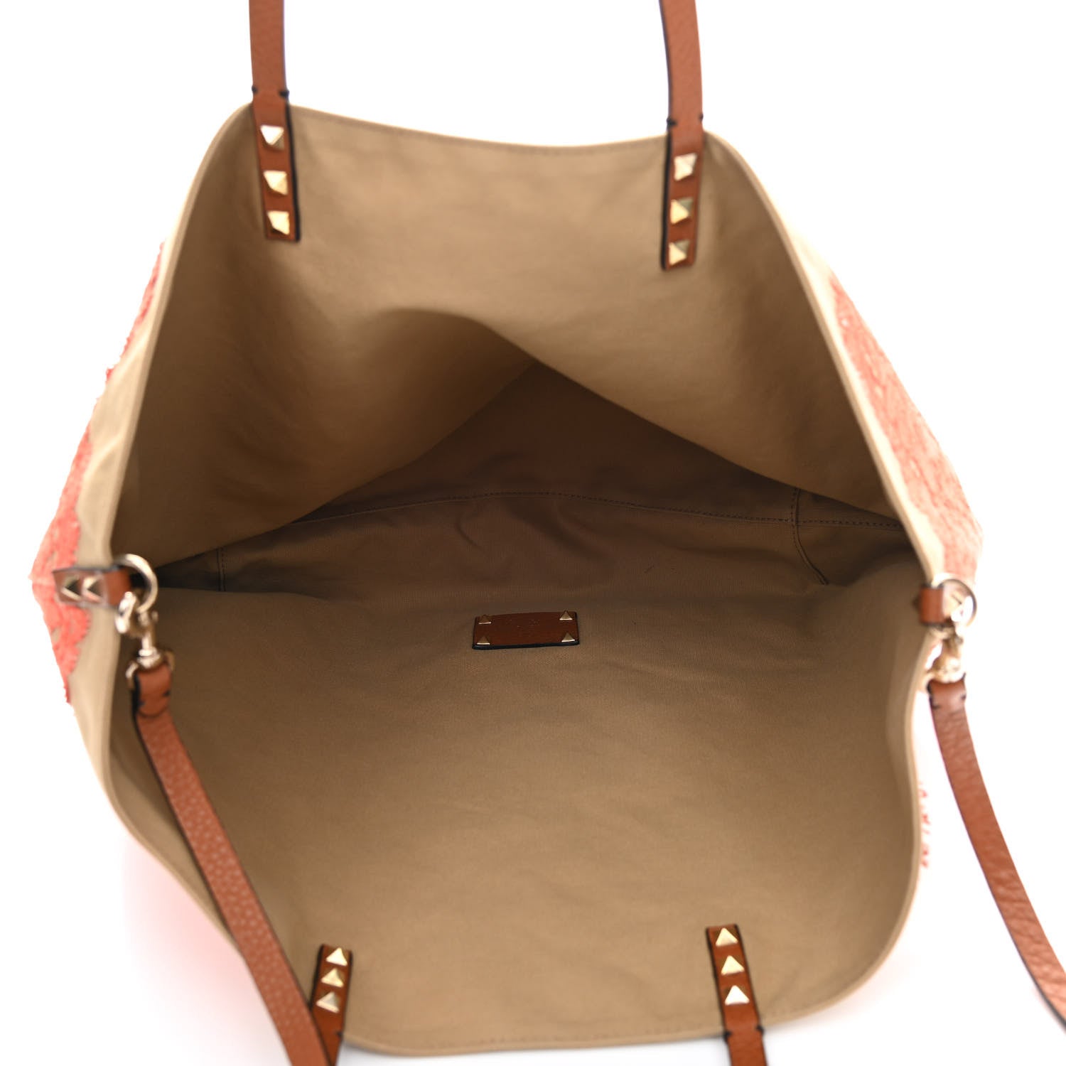 Valentino Garavani Canvas Glam Lace Reversible Tote Orange 5 of 10