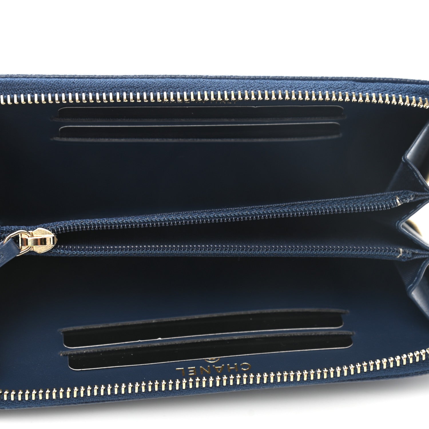 Chanel Caviar Studded Deauville Small Zip Around Wallet Navy 5 of 8
