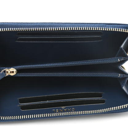 Chanel Caviar Studded Deauville Small Zip Around Wallet Navy 5 of 8