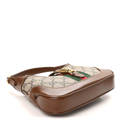 Gucci GG Supreme Monogram Azalea Calfskin Web Mini Jackie 1961 Hobo Beige Ebony Brown Sugar 4 of 9