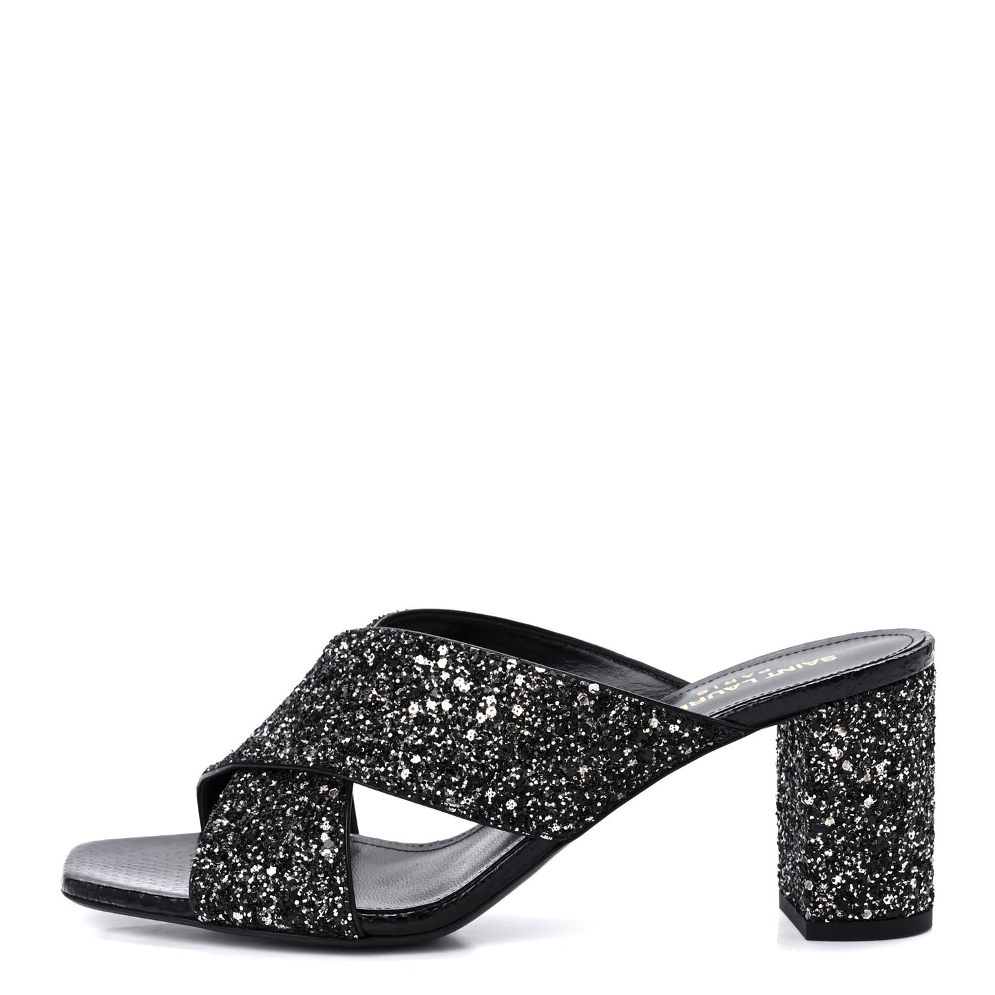 Glitter LouLou 70 Mule Sandals 38.5 Black Gold
