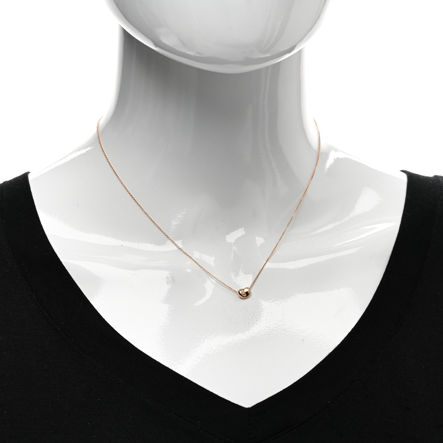 Tiffany 18K Rose Gold 6.5mm Elsa Peretti Bean Pendant Necklace 2 of 4